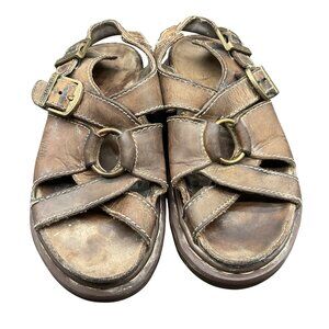 VTG Dr Martens Platform Leather Fisherman Sandals Brass Ring England US 8 Womens